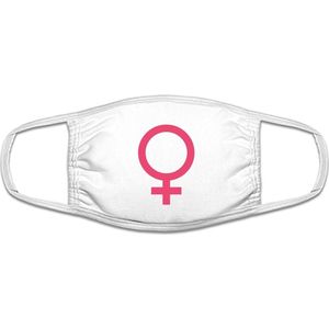 Vrouwen logo mondkapje | feminisme | gezichtsmasker | bescherming | bedrukt | logo | Wit / roze mondmasker van katoen, uitwasbaar & herbruikbaar. Geschikt voor OV
