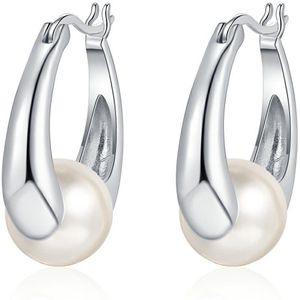 Paragon Cat.925 Pure Silver Simple Earrings with Pearl Texture