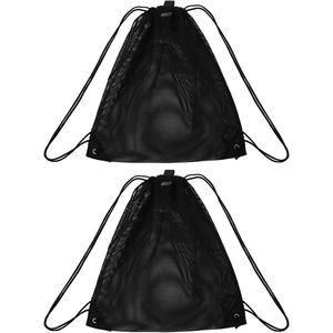 Trekkoordtas - 2 stuks - Gymkleding en Strandspeelgoed - Verstelbare Rugzak - Reisorganizer - Fietsrugzak - Zwart - 45*40cm