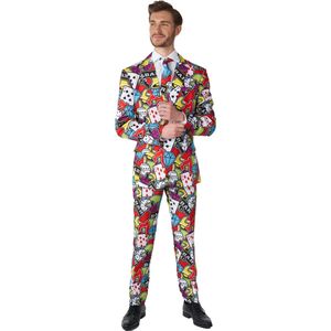 Suitmeister Casino Icons - Heren Pak - Carnaval Kostuum - Blauw - Blauw - Maat XXL