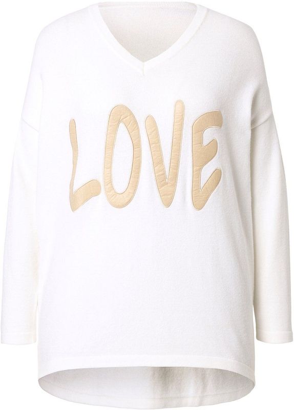 MIAMODA MIAMODA - Dames - Trui oversized LOVE - Sneeuwwit - Maat 46+