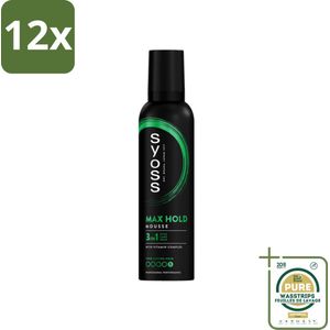 Syoss - Max Hold - Haarmousse - Ultra Sterke Hold - 250 ml - Voordeelverpakking - 12 stuks - Keratin mousse - Haarversterking