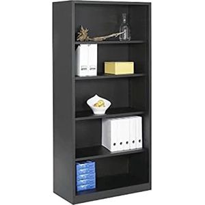Furni 24 Archiefkast stalen schappenkast kantoorkast open ruimte voor ca. 55 mappen zwart RAL 9005