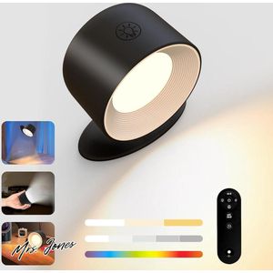 Mrs. Jones BNEHHOV Wandlamp voor binnen led draadloos 3 kleurtemperaturen 6 RGB aanraakbaar USB-wandlampen met afstandsbediening timer wandlamp slaapkamer voor hal-nachtkastje .