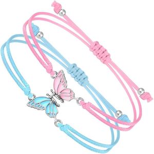 Handgemaakte Vriendschapsarmbanden - Verstelbare Armband - Beste Vrienden - 2 Stuks - Bijpassende Vlinderarmbanden .