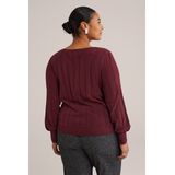 WE Fashion - Curve - Gebreide Trui - Donkerrood - Regular Fit - Plus Size Maat: 46