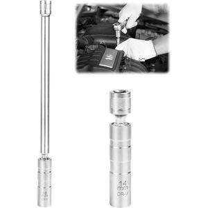 Bougiesleutel set van 2 bougiesleutels 14 mm en 16 mm - universeel - flexibel - sleutelgereedschap voor autoreparatie en motoronderhoud