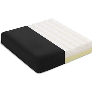 Zitkussen, traagschuim, vierkant, stoelkussen, 40 x 40 cm, antislip zitkussen, stoel geschikt voor autostoel, rolstoel of bureaustoel, computer (zwart) (traagschuim)