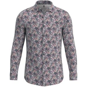 Desoto - Overhemd Kent Bloemetjes Rood - Heren - Maat XL - Slim-fit