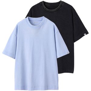 Jonen Set van 2 effen t-shirts met een gewassen effect JONEN