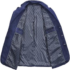 Casual Denim Blazer Heren Slim Fit Lange Mouwen Katoen