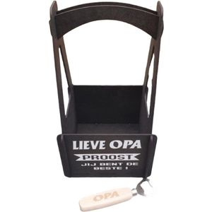 Decoratieve houten bier tas - kratje - houten bieropener - opa - bonus papa - papa
