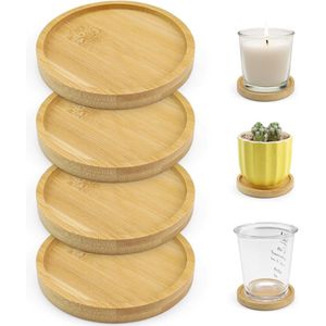 Bamboe Onderzetters - Geschikt voor Dranken en Bloempotten - 4 Stuks - 8 cm
