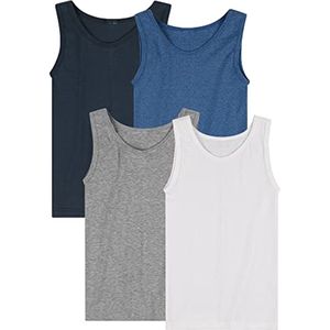Set van 4 Mouwloze Onderhemden voor Jongens - Wit en Gekleurd - Katoenen T-shirts voor Kinderen