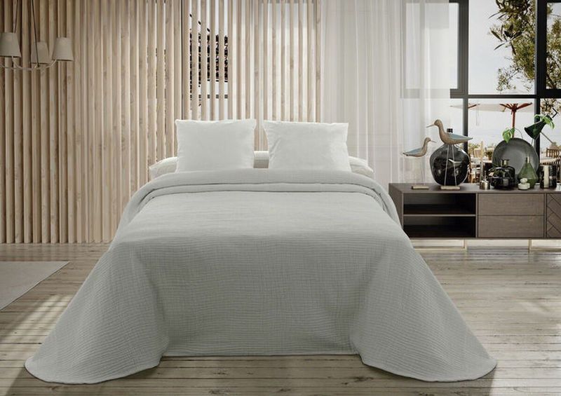 Hosteline - PALMA - Sprei - Parelgrijs - 100% Katoen - 200 x 270 cm