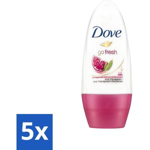 5 x Dove - Deodorant - Roll-on Go Fresh Granaatappel - Frisse geur - 50 ml - Dove Go Fresh Granaatappel Roll-on - Deodorant Roll-on - Anti-transpirant - Frisse Geur - Okselbescherming