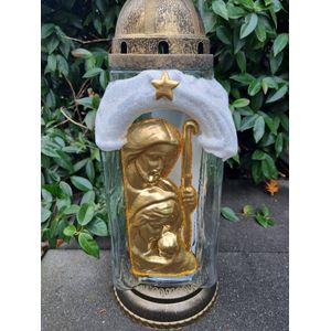 Herdenkingslicht - R60ig - Kerststal - Goud - Grafkaars – Graflicht – Graflantaarn – Grafdecoratie - Windlicht