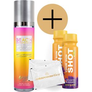 Devoted Creations - Beach Bronzing Balm + 2 Your Sun Shots + 2 Verfrissingsdoekjes
