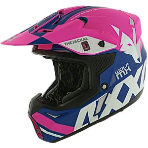 Axxis Wolf cross helm Jackal mat roze blauw L