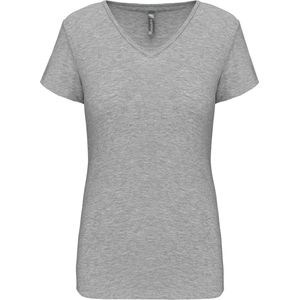 Kariban Dames-t-shirt V-hals korte mouwen K3015 - Light grey heather - L