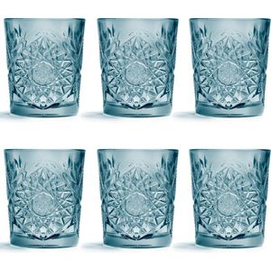 Libbey Drinkglas Hobstar - Blauw - 355 ml / 35,5 cl - 6 stuks - vintage design - vaatwasserbestendig - hoge kwaliteit