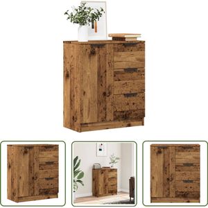 The Living Store Dressoir 60x30x70 cm bewerkt hout oud houtkleurig - Dressoir - Kast - Opbergmeubel - Houten Dressoir - Vintage Dressoir
