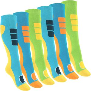 Kniekousen voor kinderen, 6 paar thermosokken, kleurrijke outdoor winterkousen