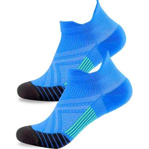 KANGKA Compressie Enkelsokken - Hardloopsokken Maat M (36-39) - Licht Blauw - Sportsokken - Fitnesssokken - Badmintonsokken