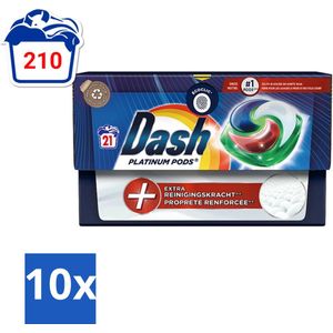 Dash Platinum - Wasmiddel Capsules - Witte en Gekleurde Was - 21 Wasbeurten - Bulkverpakking - 10 stuks