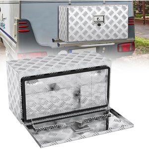 Aufun aluminium transportkist, gereedschapskist, onderbouwkist, gereedschapskist, opbergkist met slot, waterdichte metalen kist voor vrachtwagens, bestelwagens, aanhangers, 760 x 360 x 405 mm