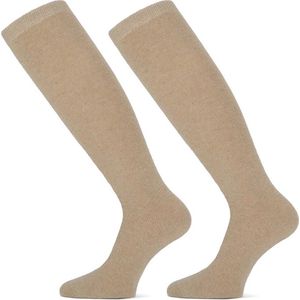 Teckel Unisex Kniekousen Wol Beige 36-42 2 paar