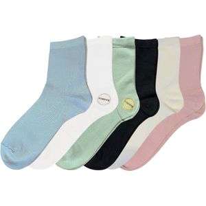 green-goose® Bamboe Sokken Dames - 6 Paar - Pastelkleuren - Blauw, Roze, Beige - Maat 39-42 - Heerlijk Zacht, Stretchy en Duurzaam - Licht Geparfumeerd