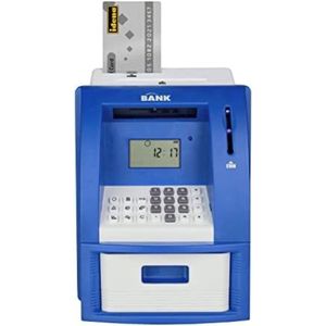 Digitale Spaarpot - Met muntenteller - Elektrische spaarpot - Geldautomaat - Blauw - Met code en pinpas - Spaarpot voor jongens en meisjes - Geschikt voor Euromunten en biljetten