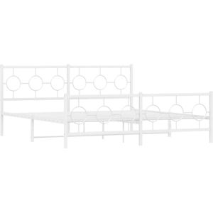 vidaXL - Bedframe - met - hoofd- - en - voeteneinde - metaal - wit - 180x200 - cm