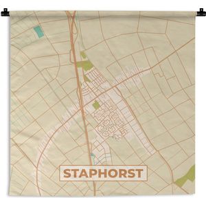 Wandkleed - Wanddoek - Stadskaart - Kaart - Staphorst - Plattegrond - 180x180 cm - Wandtapijt