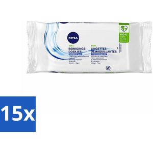 NIVEA - Reinigingsdoekjes - Verfrissend - Verwijdert Waterbestendige Make-up - 7 Doekjes - Bulkverpakking - 15 stuks