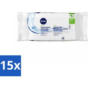 NIVEA - Reinigingsdoekjes - Verfrissend - Verwijdert Waterbestendige Make-up - 7 Doekjes - Bulkverpakking - 15 stuks