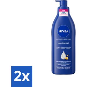 2 x Nivea - Nourishing - Body Milk met Pomp - Voor Droge tot Zeer Droge Huid - 72 uur Hydratatie - 400 ml - NIVEA Bodylotion - Hydraterende Bodylotion - Droge Huid - Zeer Droge Huid - 72 Uur Hydratatie