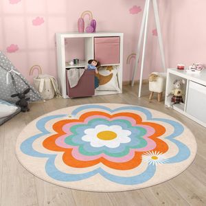 Kinderkamer Vloerkleed Rond Tapijt|Educatieve kindertapijten|Antislip Kindervloerkleed|Kinderen Tapijt Decor|Speelkleed|Kleurrijk kindervloerkleed|Bloemenkracht