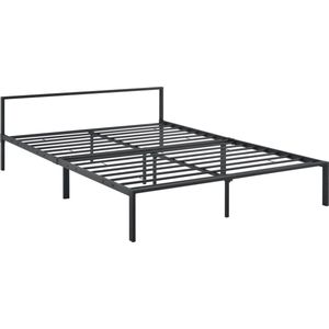 In And OutdoorMatch Stalen bed Thora - Bedframe - Met bedbodem - 140x200 cm - Zwart - Modern design