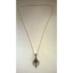 Gemstones-silver-natuursteen ketting zilver 925-hanger robijn 4 x 2,5 m in zilver 925 12 g 55 cm
