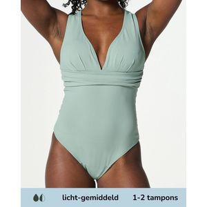 Moodies - Badpak - Groen - Menstruatie zwemkleding - Licht - Gemiddeld kruisje