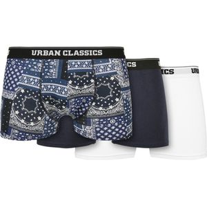 Urban Classics - Organic 3-Pack bandana Boxershorts set - M - Blauw/Wit