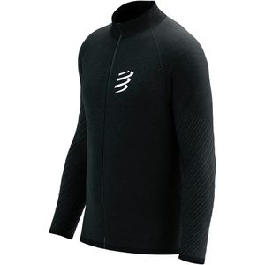 Compressport | Seamless Zip Sweatshirt | Heren | Black Melange | S -