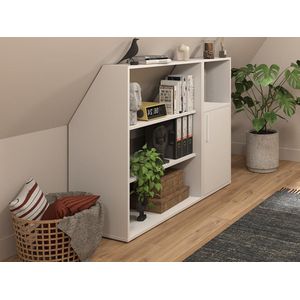 Vente-unique Kast onder schuin dak 1 deur, 2 planken en 1 nis - Wit - ADEZIO L 139.4 cm x H 110 cm x D 50 cm