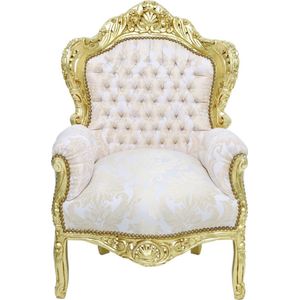 Barok Fauteuil Goud - Lelie Creme [Baroque] [Bladgoud] [Stoel] [Eethoek] [Woonkamer] [Zithoek] [Luxe] [Interieur]