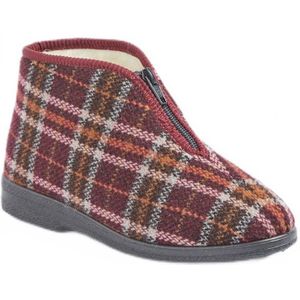 Tartan comfort wijdte pantoffels met ritssluiting en voering