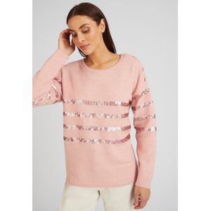 Damart - Trui gestreept met pailletten Thermolactyl - Dames - Roze - S