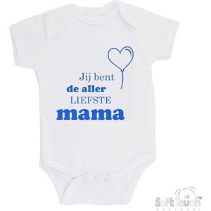 100% katoenen Romper ""Jij bent de allerliefste mama"" Jongens Katoen Wit/blauw Maat 62/68
