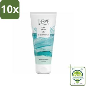 10 x Therme - Finn Sauna - Douche Scrub - Verfrissend - Verzorgend - 200ml - Grootverpakking - Saunadouche - Sauna Scrub - Eucalyptus - Menthol - Huidverzorging